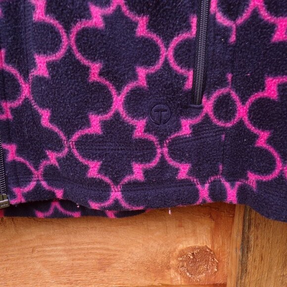 Talbots Women's Full-Zip Fleece Jacket Size M Long Sleeve Zip Pockets Blue Pink - Picture 5 of 9